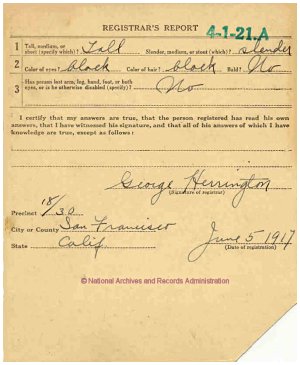 Click to enlarge back of WWI Draft Registration Card