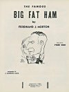 Sheet Music Cover of Big Fat Ham
