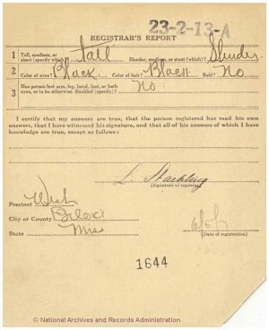 Click to enlarge back of WWI Draft Registration Card