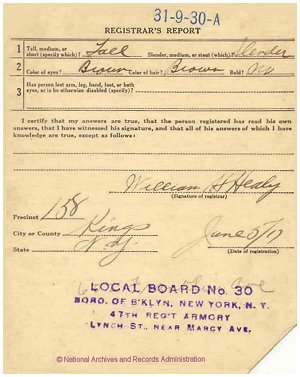 Click to enlarge back of WWI Draft Registration Card