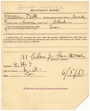 Click to enlarge back of WWI Draft Registration Card
