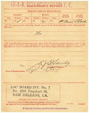 Click to enlarge back of WWI Draft Registration Card