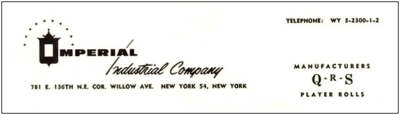 Letterhead of the Imperial Industrial Company c. 1963 courtesy of Joyce Brite