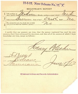 Click to enlarge back of WWI Draft Registration Card