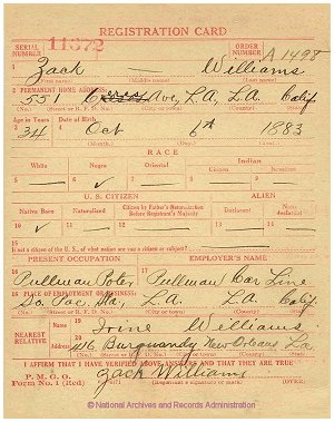 Click to enlarge front of WWI Draft Registration Card